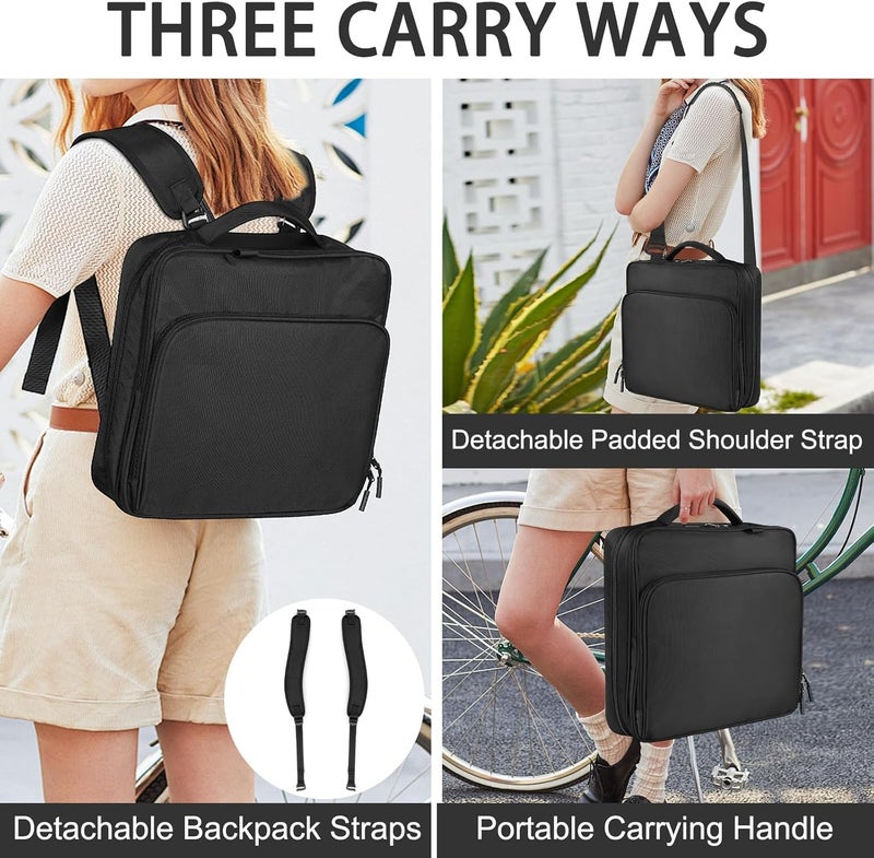 LLi Cufite Zipper Binder Bag, 2-inch 3-Rings with Multiple Pockets File Folder - 500 Sheet Capacity, Up to 14‘’ Laptop and Tablet, Detachable Backpack Straps & Shoulder Use for School - Image 2